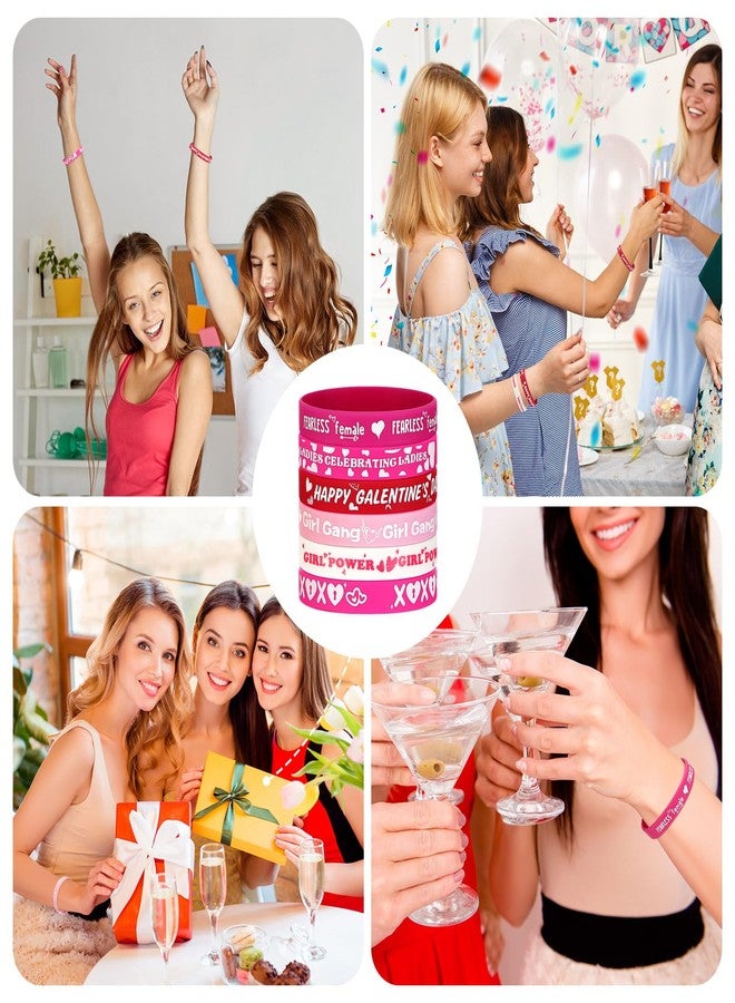 Ferreve 60 Pcs Galentine's Day Wristband Bulk Friends Silicone Bracelets Pink Red Valentine's Day Wristband Bulk for Friendship Gift Items Bag Valentine Exchange Gifts Party Decoration Supplies - Image 5